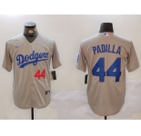 Men's Los Angeles Dodgers #44 Vicente Padilla Number Grey Cool Base Stitched Jersey