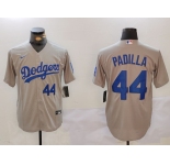 Men's Los Angeles Dodgers #44 Vicente Padilla Number Grey Cool Base Stitched Jerseys
