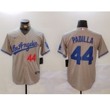 Men's Los Angeles Dodgers #44 Vicente Padilla Number Grey With los Cool Base Stitched Jersey