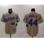 Men's Los Angeles Dodgers #44 Vicente Padilla Number Grey With los Cool Base Stitched Jerseys