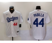 Men's Los Angeles Dodgers #44 Vicente Padilla Number White Cool Base Stitched Jersey