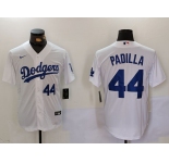 Men's Los Angeles Dodgers #44 Vicente Padilla Number White Cool Base Stitched Jerseys