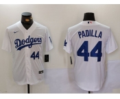 Men's Los Angeles Dodgers #44 Vicente Padilla Number White Cool Base Stitched Jerseys