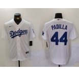 Men's Los Angeles Dodgers #44 Vicente Padilla White Cool Base Stitched Jersey