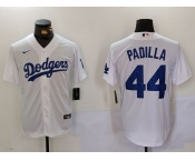 Men's Los Angeles Dodgers #44 Vicente Padilla White Cool Base Stitched Jersey