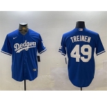 Men's Los Angeles Dodgers #49 Blake Treinen Royal Cool Base Stitched Baseball Jersey