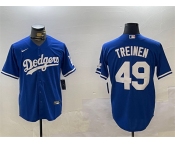 Men's Los Angeles Dodgers #49 Blake Treinen Royal Cool Base Stitched Baseball Jersey