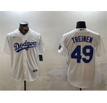 Men's Los Angeles Dodgers #49 Blake Treinen White Cool Base Stitched Baseball Jersey