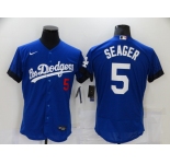Men's Los Angeles Dodgers #5 Corey Seager Blue 2021 City Connect Flex Base Stitched Jersey