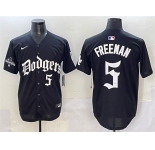 Men's Los Angeles Dodgers #5 Freddie Freeman Black 2025 LA Gothic Style With 2024 World Series Champions Patch Vapor Premier Limited Stitched Baseball Jers
