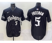 Men's Los Angeles Dodgers #5 Freddie Freeman Black 2025 LA Gothic Style With 2024 World Series Champions Patch Vapor Premier Limited Stitched Baseball Jers