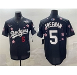 Men's Los Angeles Dodgers #5 Freddie Freeman Black 2025 World Series Patch Tokyo Series Limited Stitched Baseball Jersey