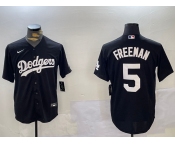 Men's Los Angeles Dodgers #5 Freddie Freeman Black Cool Base Jersey