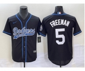 Men's Los Angeles Dodgers #5 Freddie Freeman Black Cool Base Stitched Baseball Jersey1