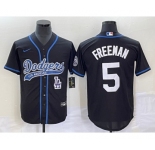 Men's Los Angeles Dodgers #5 Freddie Freeman Black Cool Base Stitched Baseball Jersey