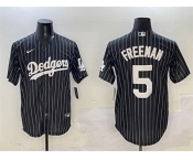 Men's Los Angeles Dodgers #5 Freddie Freeman Black Cool Base Stitched Baseball Jersey