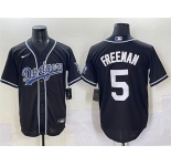 Men's Los Angeles Dodgers #5 Freddie Freeman Black Fashion Stitched Baseball Jersey