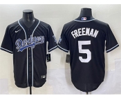 Men's Los Angeles Dodgers #5 Freddie Freeman Black Fashion Stitched Baseball Jersey