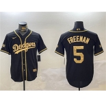 Men's Los Angeles Dodgers #5 Freddie Freeman Black Gold 2024 World Series Champions Limited Stitched Baseball Jersey