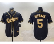 Men's Los Angeles Dodgers #5 Freddie Freeman Black Gold 2024 World Series Champions Limited Stitched Baseball Jersey