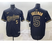 Men's Los Angeles Dodgers #5 Freddie Freeman Black Gold Limited Stitched Jersey