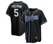Men's Los Angeles Dodgers #5 Freddie Freeman Black Lights Out Limited Stitched Baseball Jersey