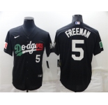 Men's Los Angeles Dodgers #5 Freddie Freeman Black Mexico 2020 World Series Cool Base Nike Jersey