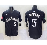 Men's Los Angeles Dodgers #5 Freddie Freeman Black Mexico 2025 LA Gothic Style With Fernando Patch Vapor Premier Limited Stitched Baseball Jersey