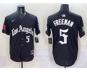 Men's Los Angeles Dodgers #5 Freddie Freeman Black Mexico 2025 LA Gothic Style With Fernando Patch Vapor Premier Limited Stitched Baseball Jersey