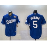 Men's Los Angeles Dodgers #5 Freddie Freeman Blue 2024 World Series Cool Base Stitched Baseball Jersey
