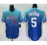 Men's Los Angeles Dodgers #5 Freddie Freeman Blue 2025 City Connect Limited Stitched Jersey