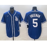 Men's Los Angeles Dodgers #5 Freddie Freeman Blue Cool Base Stitched Baseball Jersey