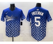 Men's Los Angeles Dodgers #5 Freddie Freeman Blue Limited Stitched Baseball Jersey