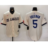Men's Los Angeles Dodgers #5 Freddie Freeman Cream 2024 City Connect Limited Stitched Jersey