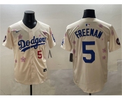 Men's Los Angeles Dodgers #5 Freddie Freeman Cream 2025 Tokyo Series Limited Stitched Baseball Jersey