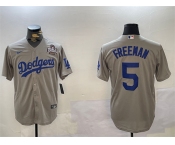 Men's Los Angeles Dodgers #5 Freddie Freeman Grey 2024 World Series Cool Base Stitched Baseball Jersey
