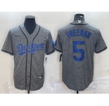 Men's Los Angeles Dodgers #5 Freddie Freeman Grey Gridiron Cool Base Stitched Baseball Jersey