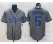 Men's Los Angeles Dodgers #5 Freddie Freeman Grey Gridiron Cool Base Stitched Baseball Jersey