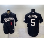 Men's Los Angeles Dodgers #5 Freddie Freeman Number Black Cool Base Jersey