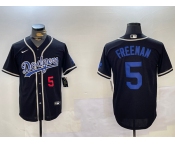 Men's Los Angeles Dodgers #5 Freddie Freeman Number Black Cool Base Jerseys