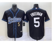 Men's Los Angeles Dodgers #5 Freddie Freeman Number Black Cool Base Stitched Baseball Jersey