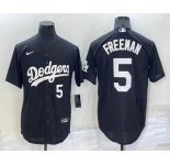 Men's Los Angeles Dodgers #5 Freddie Freeman Number Black Turn Back The Clock Stitched Cool Base Jersey