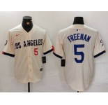 Men's Los Angeles Dodgers #5 Freddie Freeman Number Cream 2024 City Connect Limited Stitched Jersey