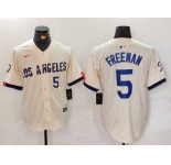 Men's Los Angeles Dodgers #5 Freddie Freeman Number Cream 2024 City Connect Limited Stitched Jerseys