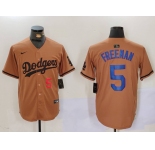Men's Los Angeles Dodgers #5 Freddie Freeman Number Olive Cool Base Limited Stitched Jersey
