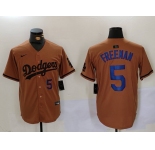 Men's Los Angeles Dodgers #5 Freddie Freeman Number Olive Cool Base Limited Stitched Jerseys