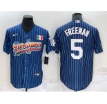 Men's Los Angeles Dodgers #5 Freddie Freeman Rainbow Blue Red Pinstripe Mexico Cool Base Nike Jersey