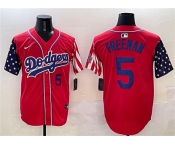 Men's Los Angeles Dodgers #5 Freddie Freeman Red Limited Stitched Baseball Jersey