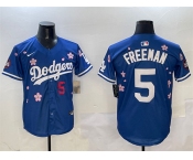 Men's Los Angeles Dodgers #5 Freddie Freeman Royal 2025 Tokyo Series Limited Stitched Baseball Jersey