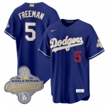 Men's Los Angeles Dodgers #5 Freddie Freeman Royal 2026 Alternate Gold Collection Stadium Stitched Baseball Jersey